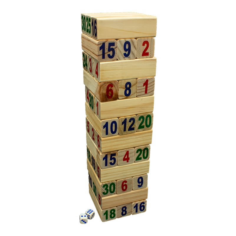 How to play numbered jenga with 4 dice, stack high